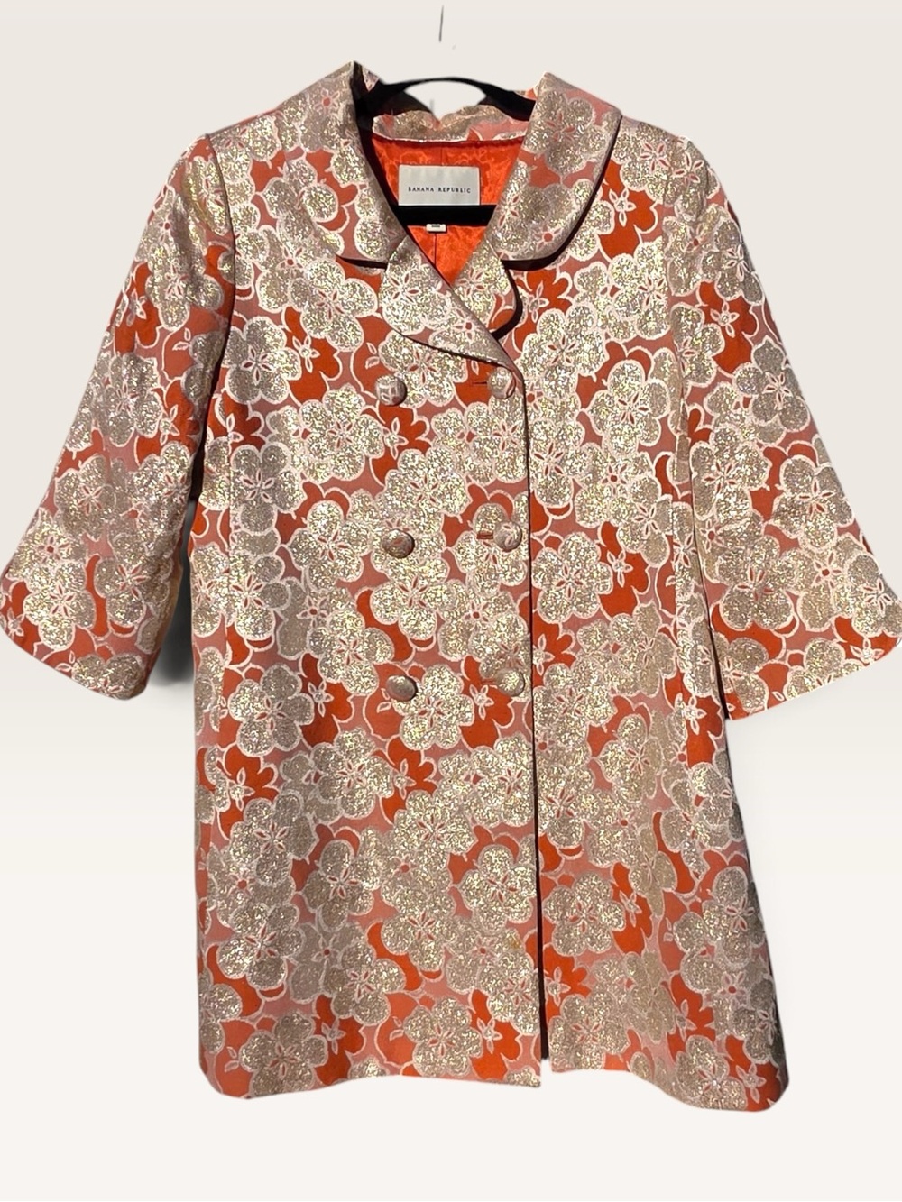 Vintage 2005 Banana Republic Silk Brocade Swing Coat M
